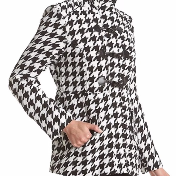 Rampage Maddy Toggle Pea Coat Houndstooth Med NWT - Picture 1 of 8